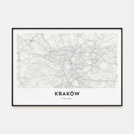 Kraków Map Landscape Poster