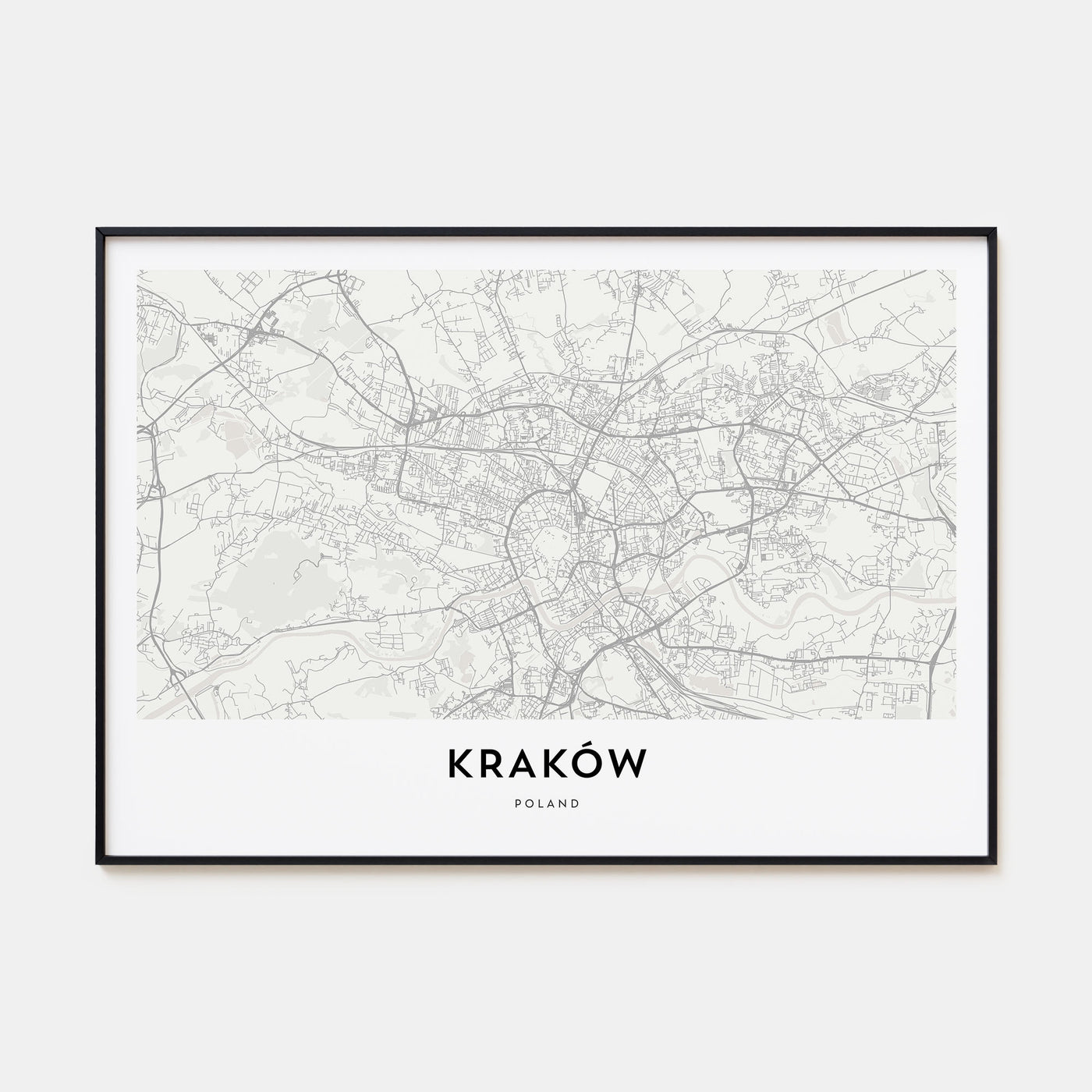 Kraków Map Landscape Poster