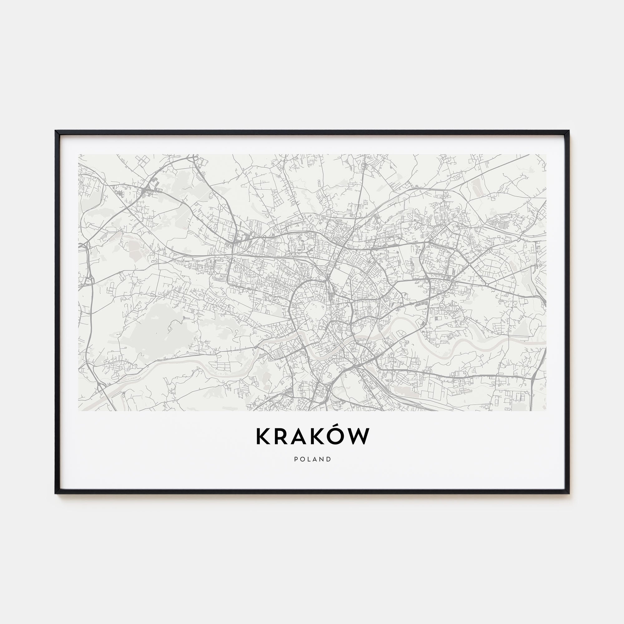 Kraków Map Landscape Poster