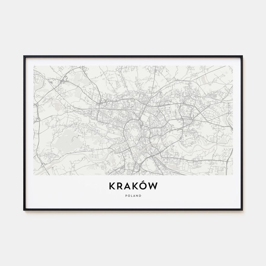 Kraków Map Landscape Poster