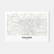 Kraków Map Landscape Poster