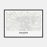 Kraków Map Landscape Poster