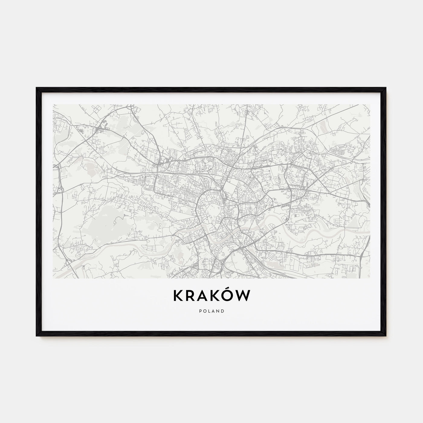 Kraków Map Landscape Poster