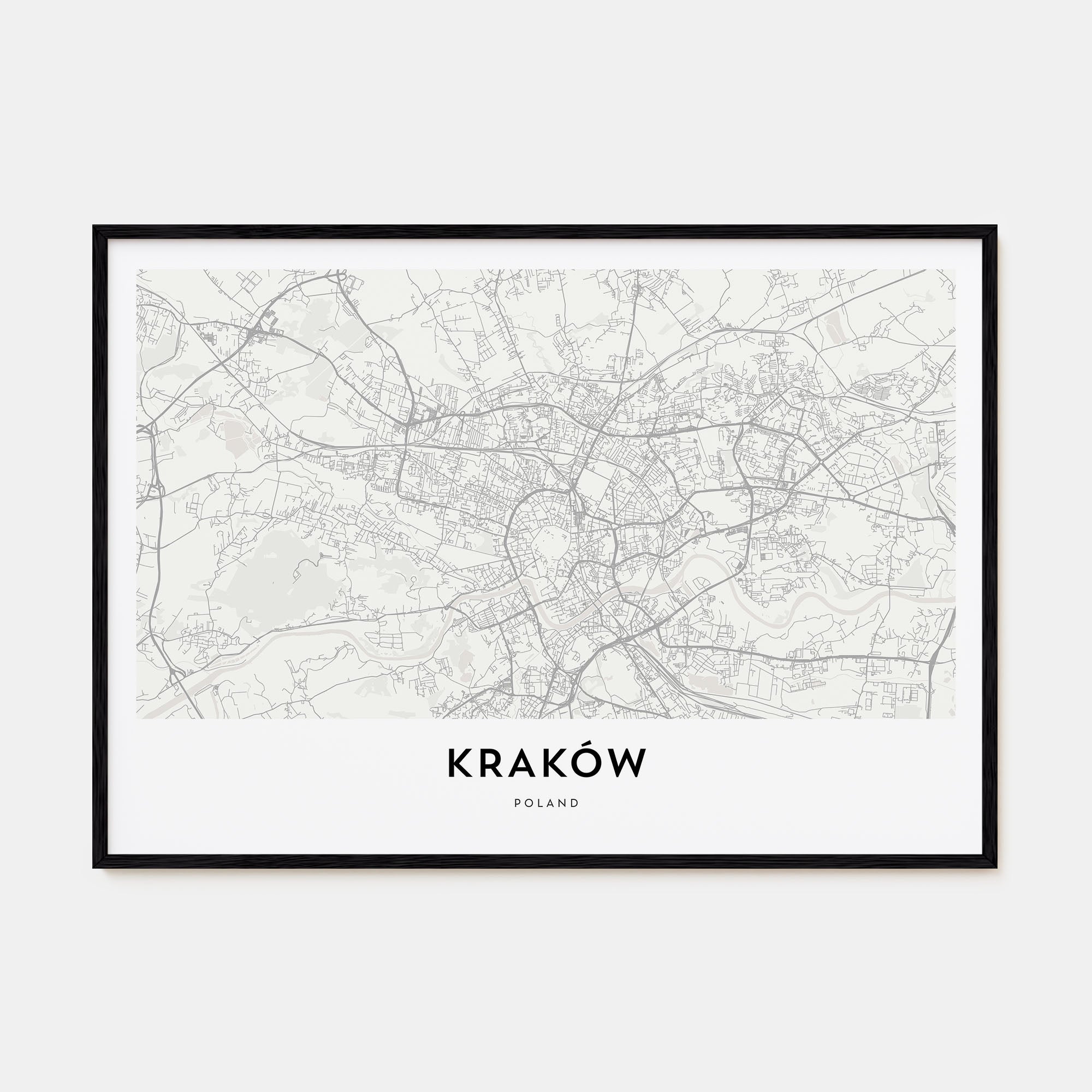 Kraków Map Landscape Poster