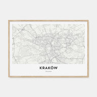 Kraków Map Landscape Poster