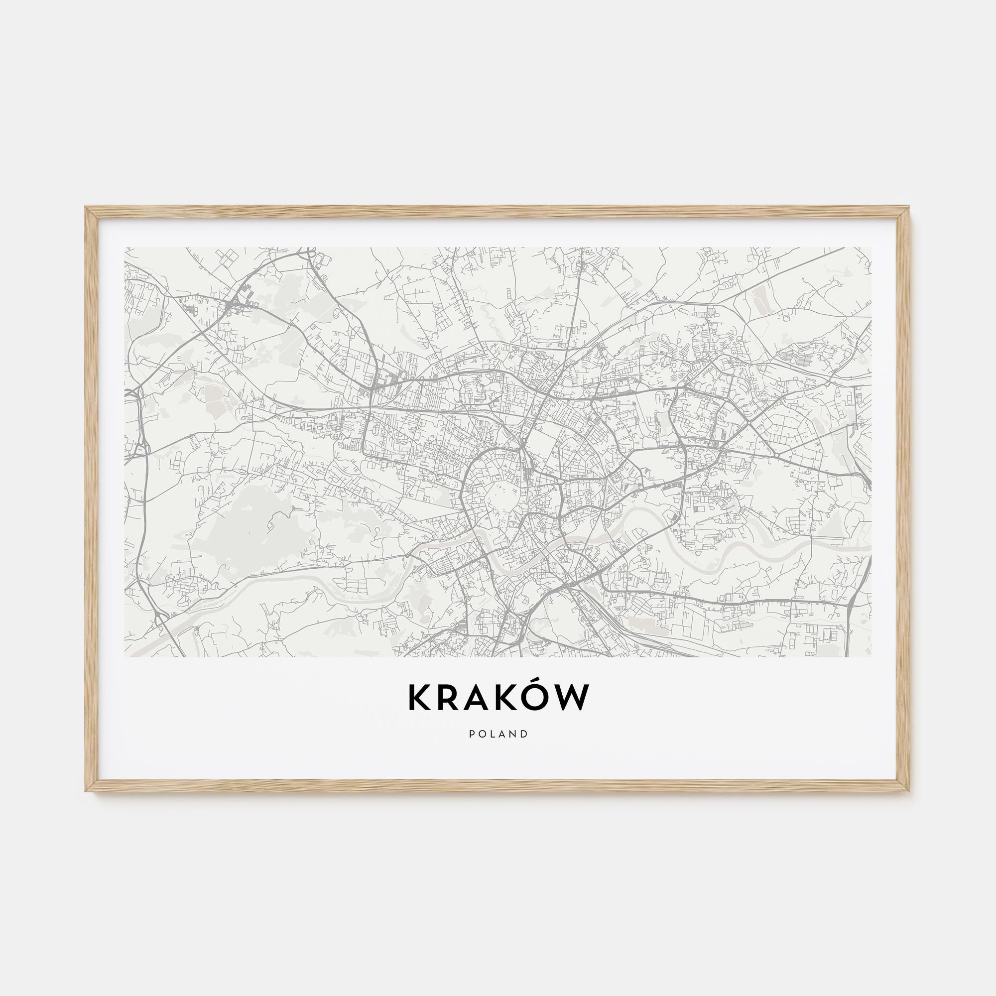 Kraków Map Landscape Poster