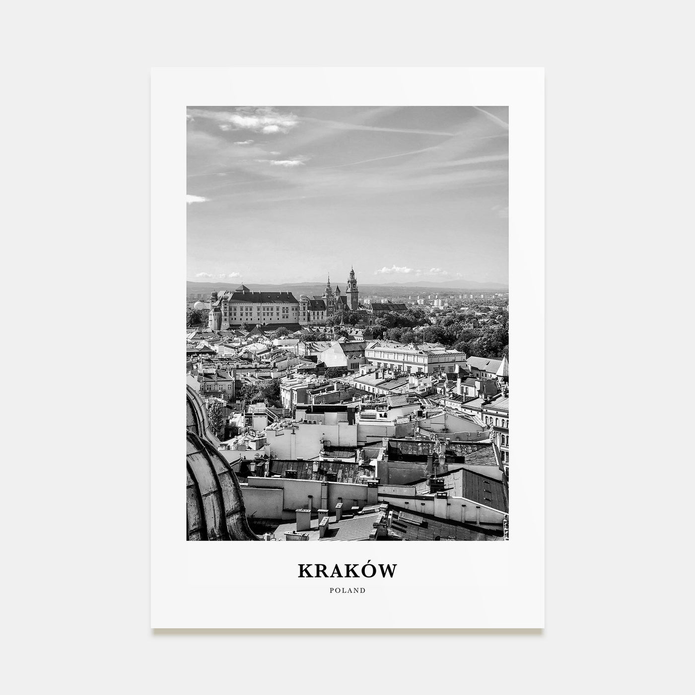 Kraków Portrait B&W Poster