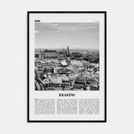 Kraków Travel B&W Poster