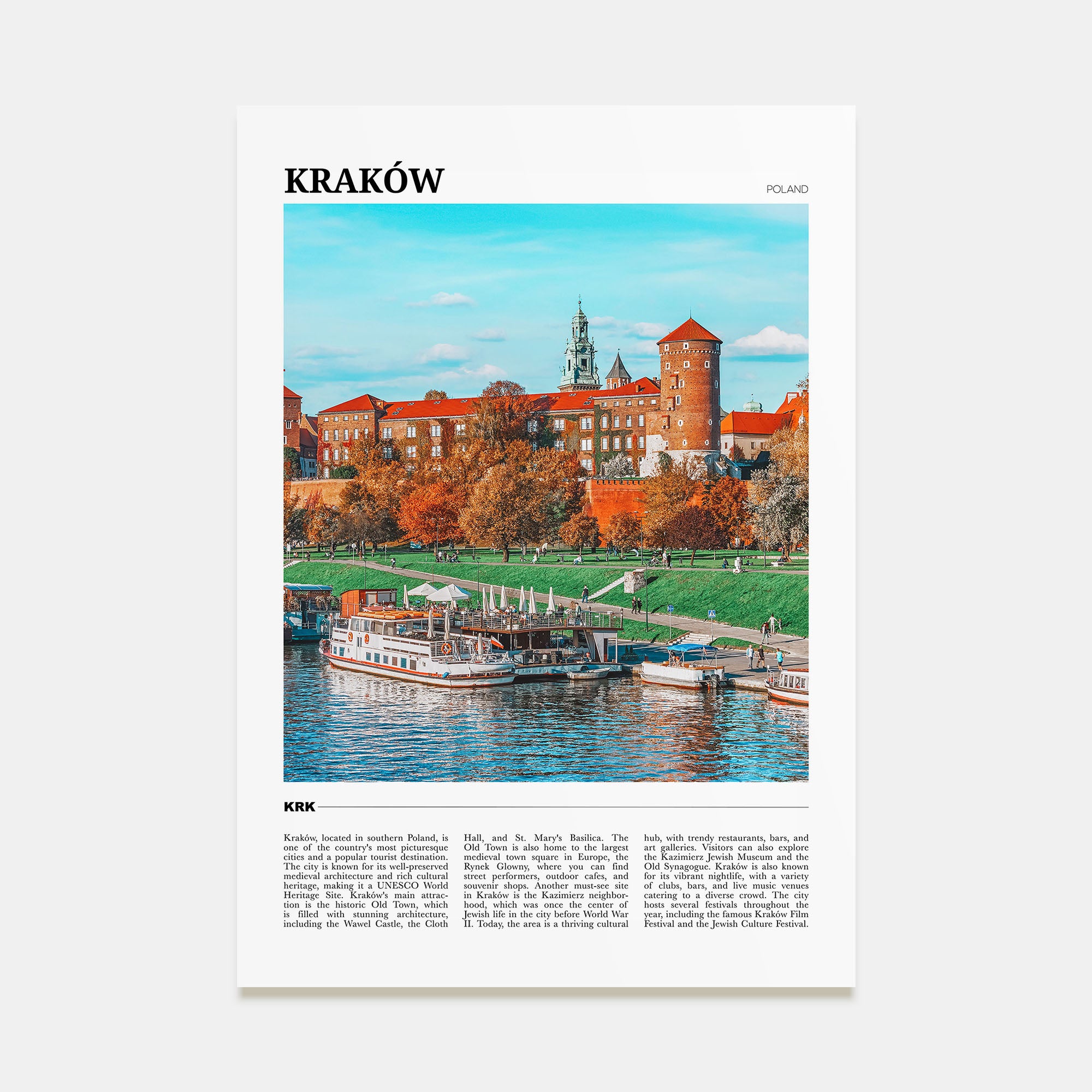 Kraków Travel Color Poster
