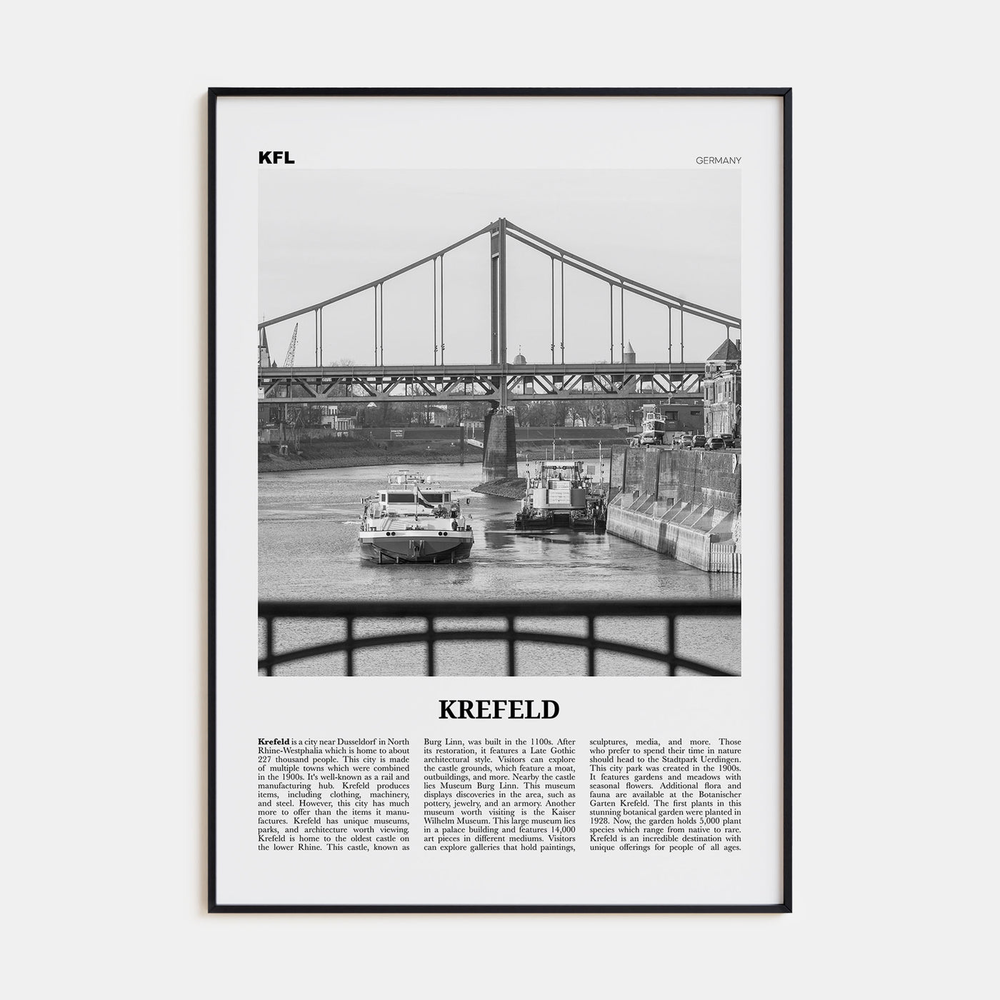 Krefeld Travel B&W Poster
