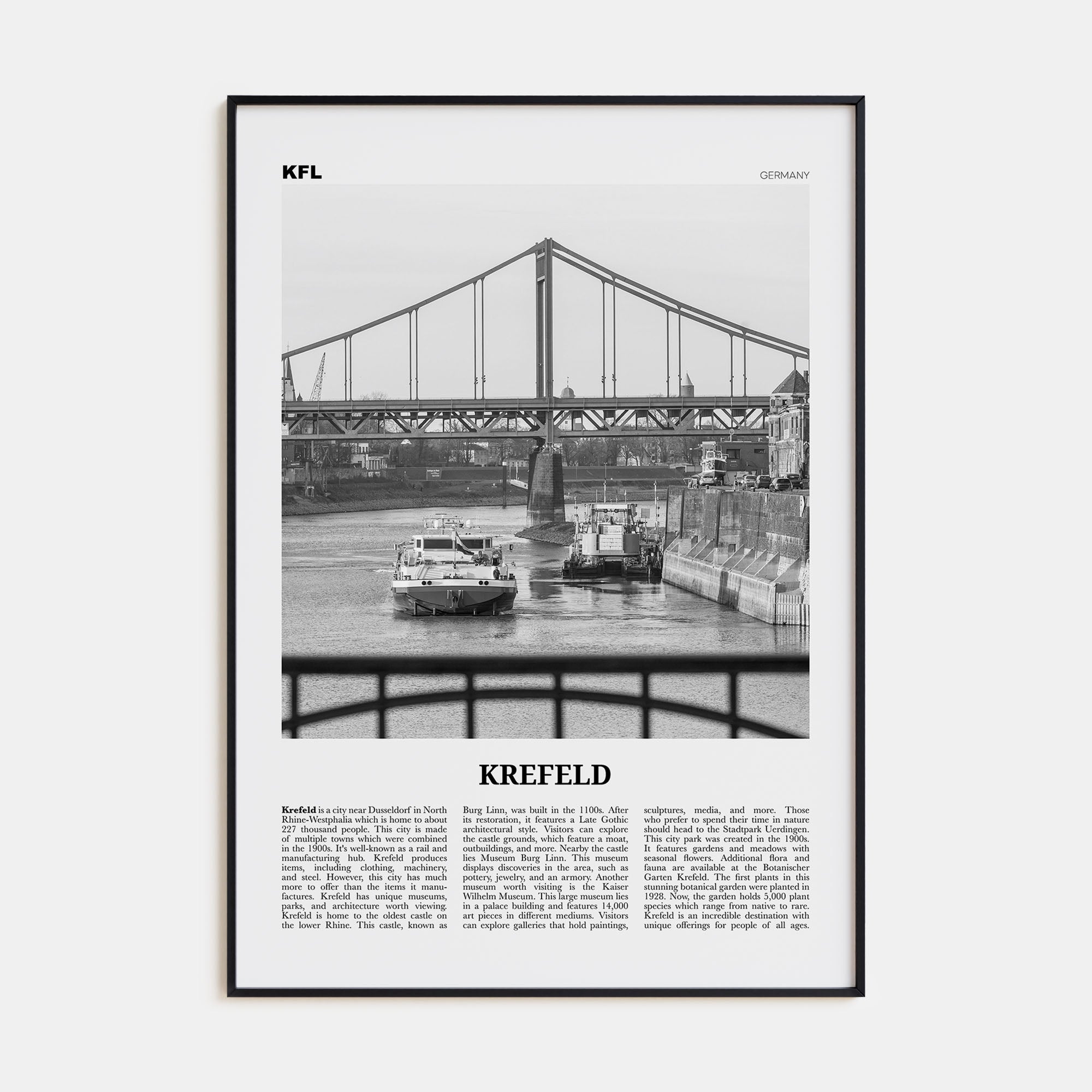 Krefeld Travel B&W Poster