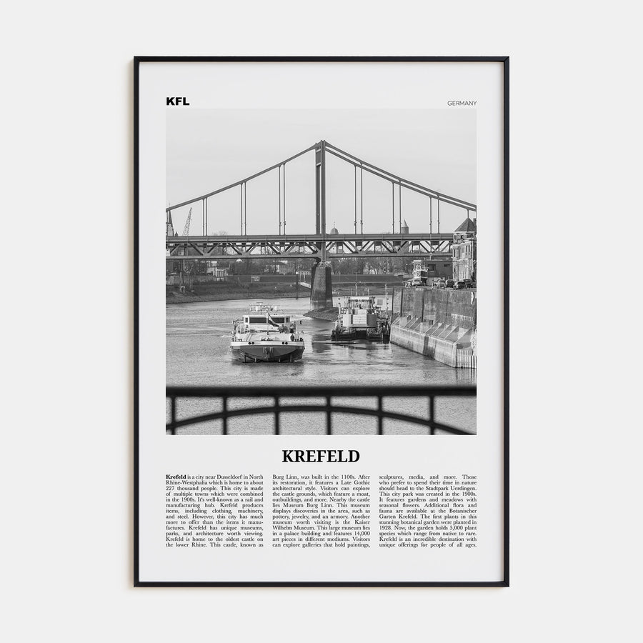 Krefeld Travel B&W Poster