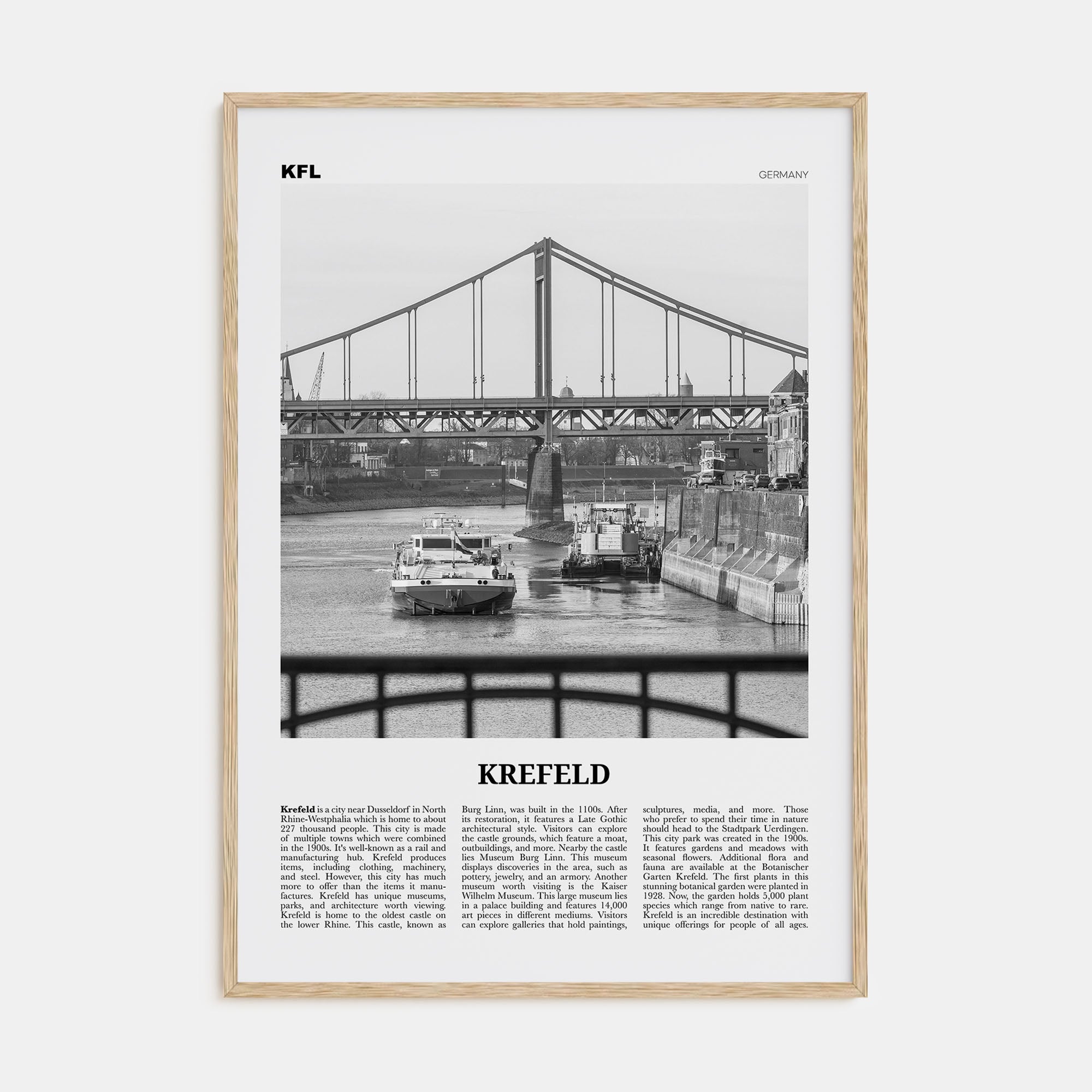 Krefeld Travel B&W Poster
