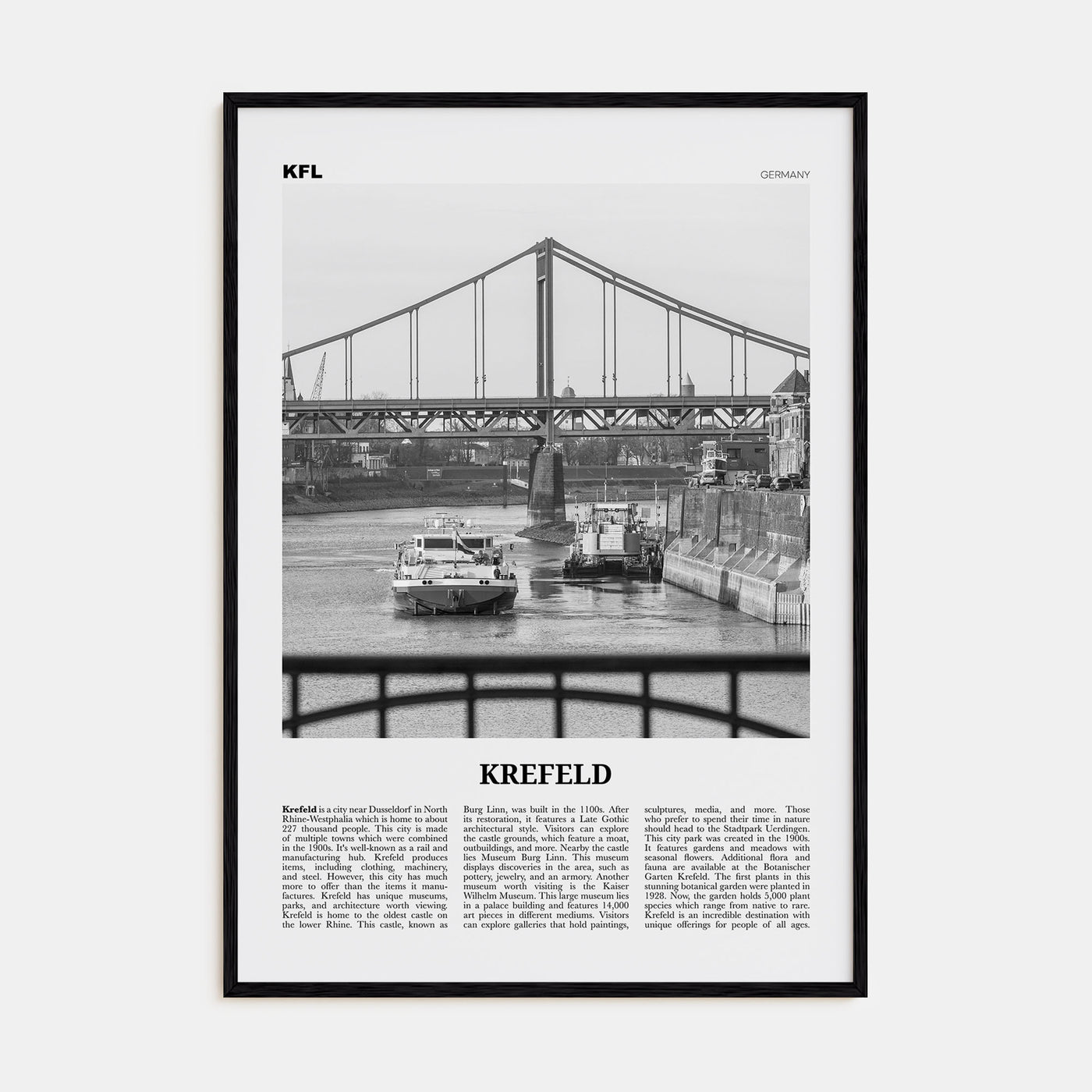 Krefeld Travel B&W Poster