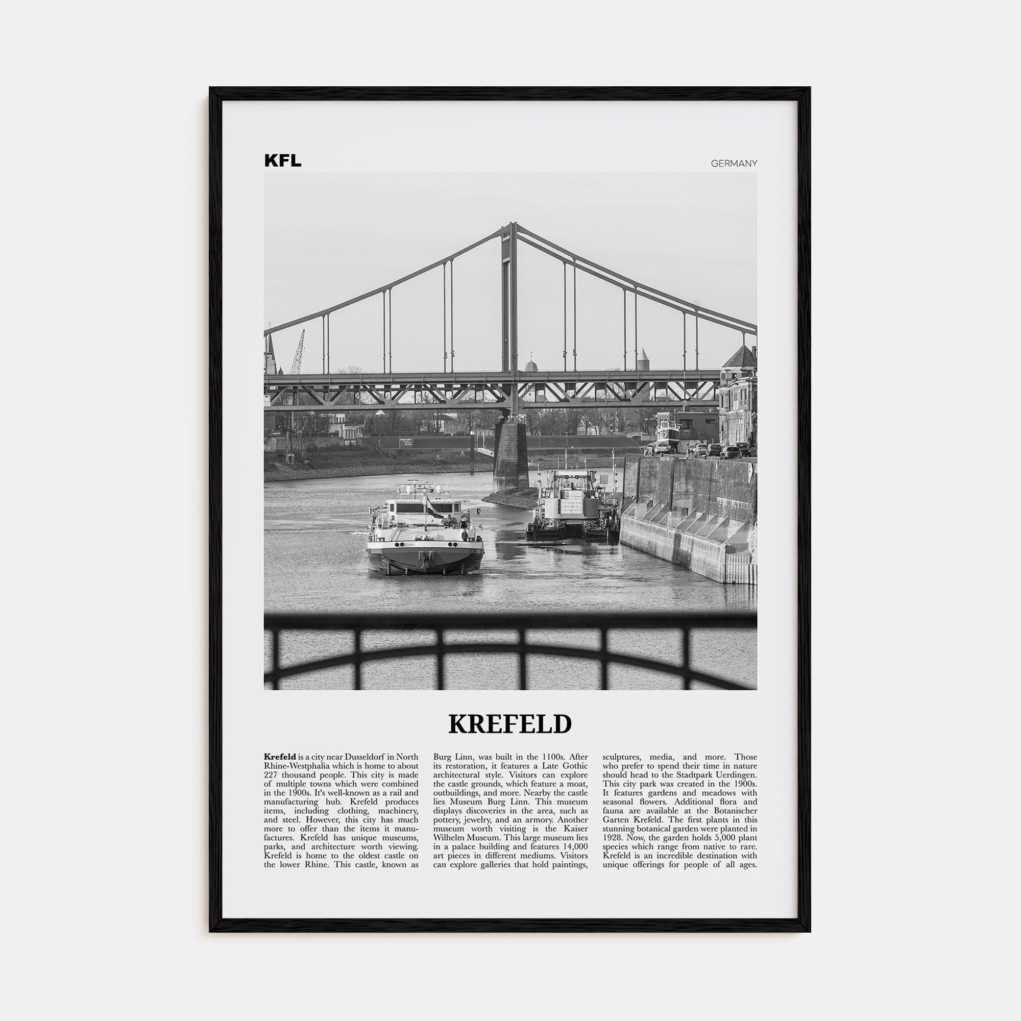 Krefeld Travel B&W Poster