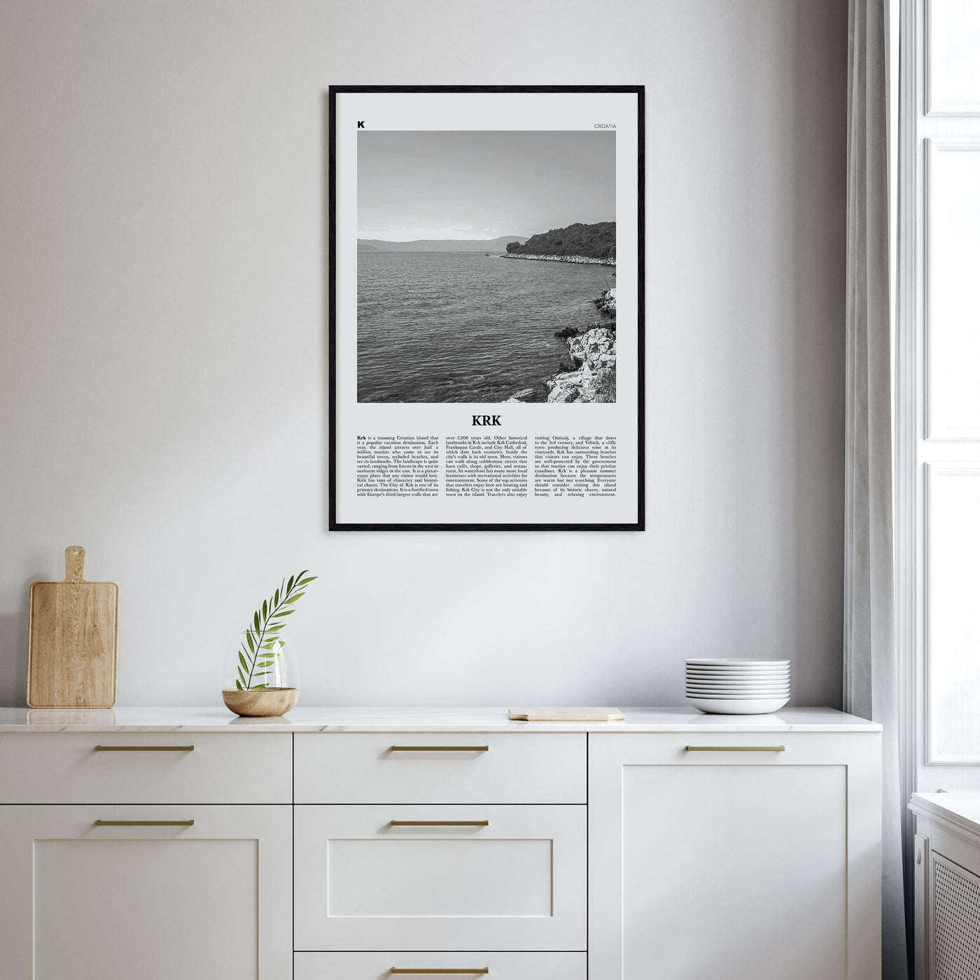 Krk Travel B&W Poster