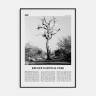 Kruger National Park Travel B&W Poster