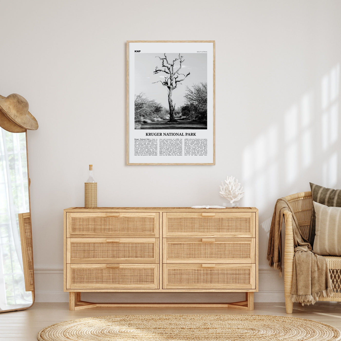 Kruger National Park Travel B&W Poster