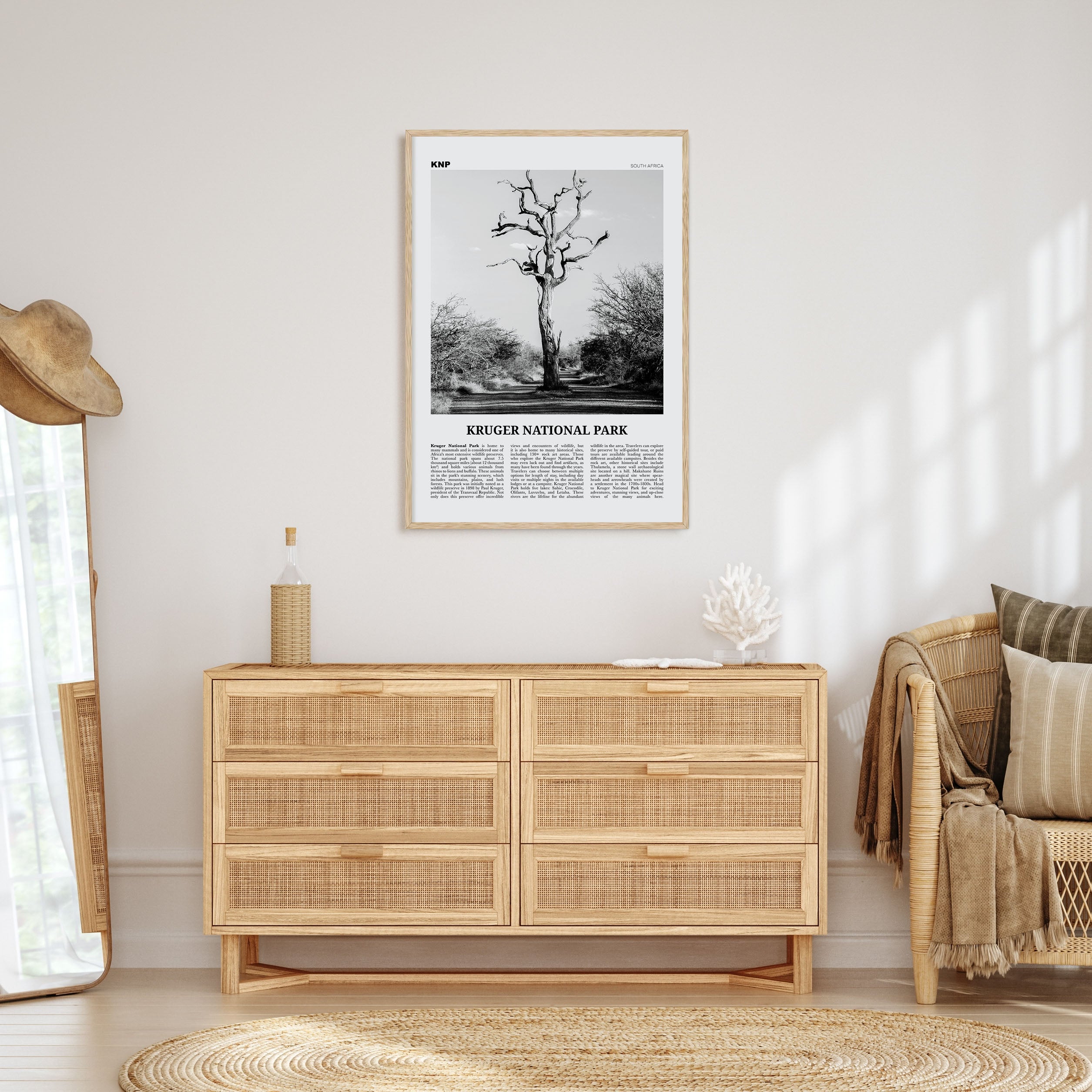 Kruger National Park Travel B&W Poster