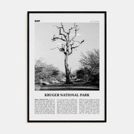 Kruger National Park Travel B&W Poster