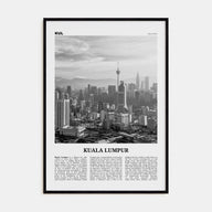 Kuala Lumpur Travel B&W No 3 Poster