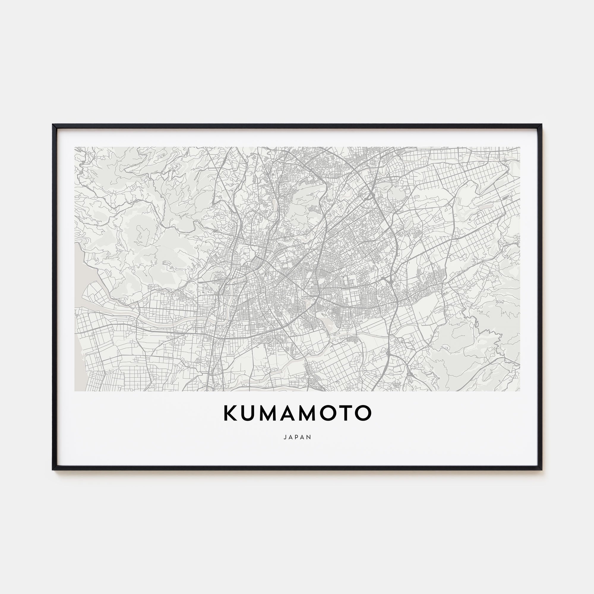 Kumamoto Map Landscape Poster