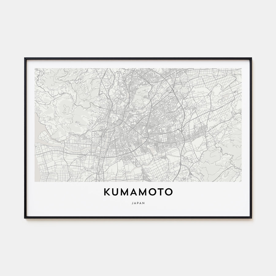 Kumamoto Map Landscape Poster