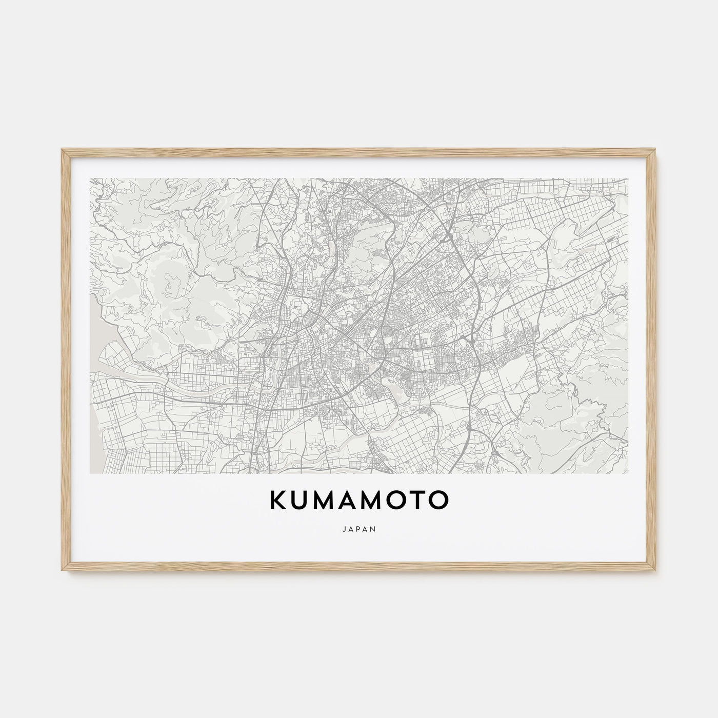 Kumamoto Map Landscape Poster