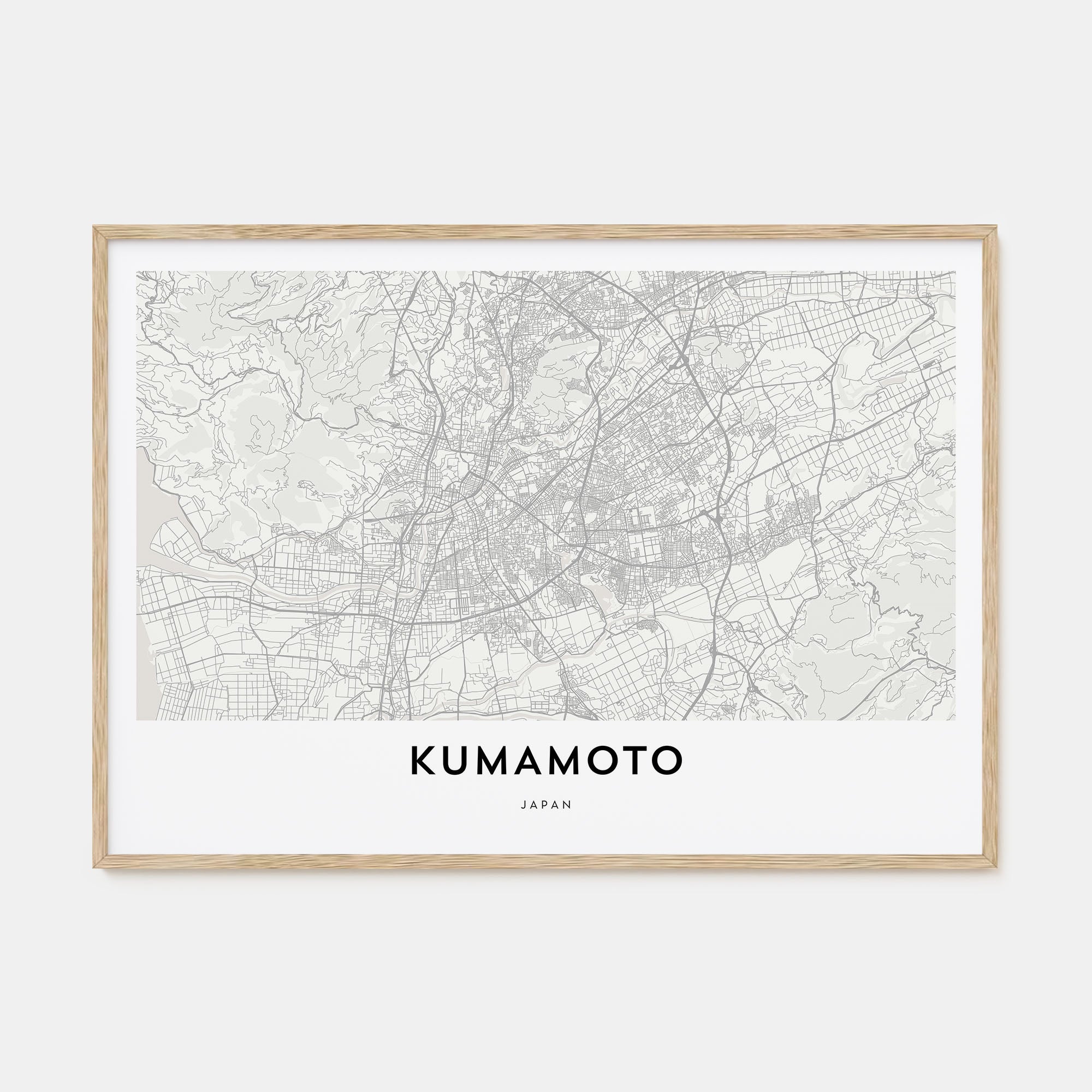 Kumamoto Map Landscape Poster