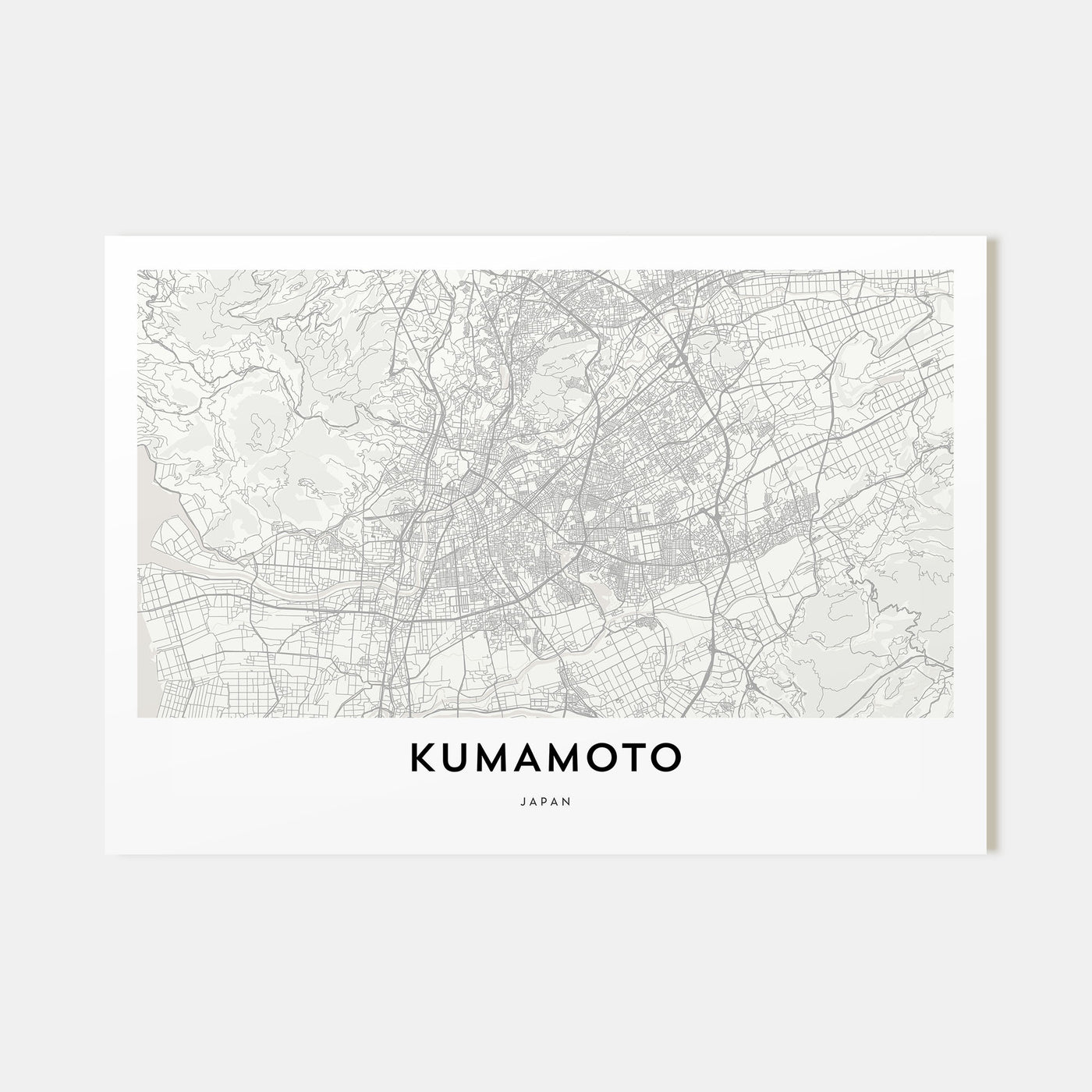 Kumamoto Map Landscape Poster