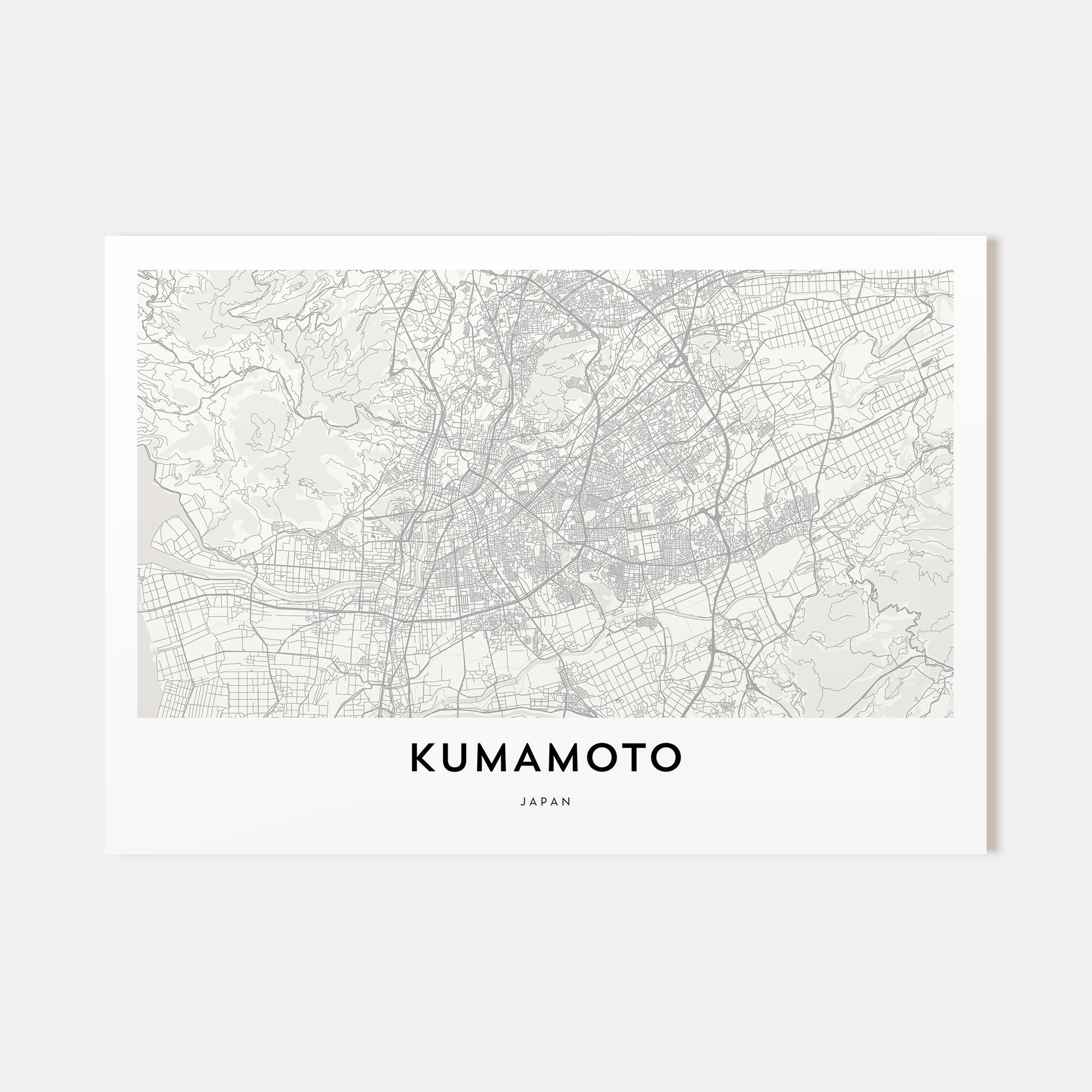 Kumamoto Map Landscape Poster