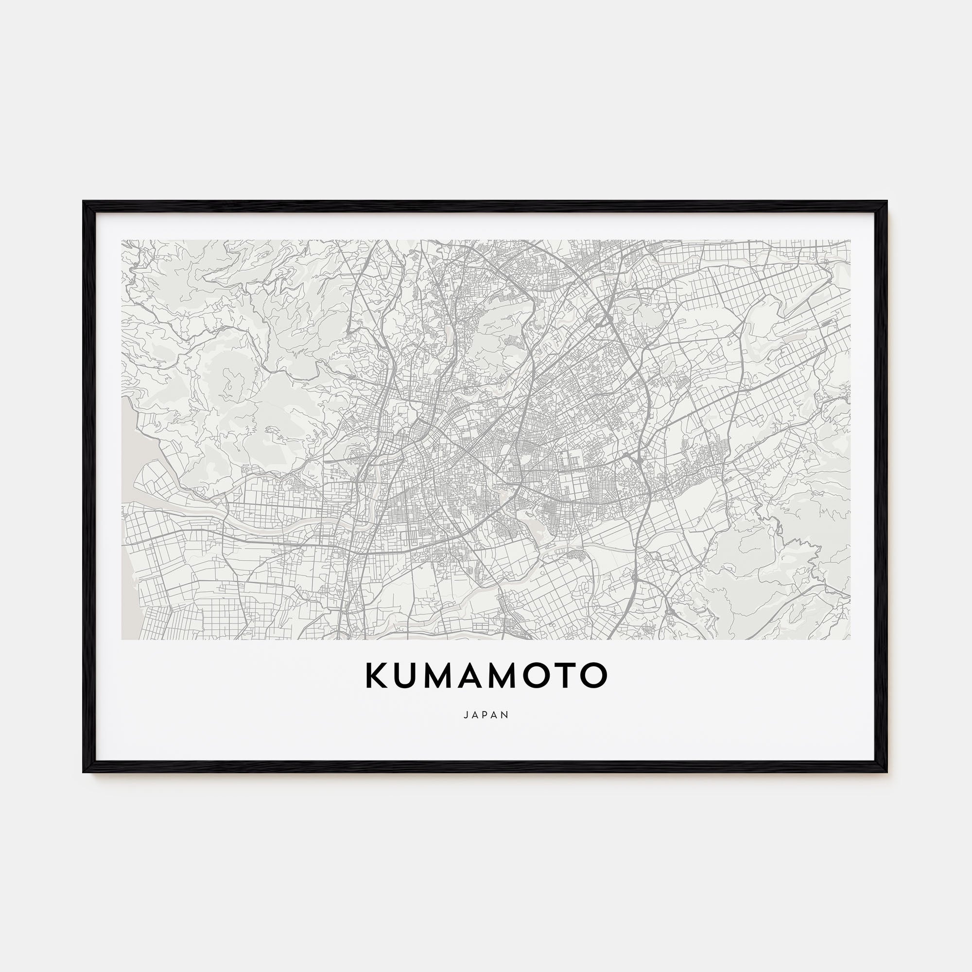 Kumamoto Map Landscape Poster
