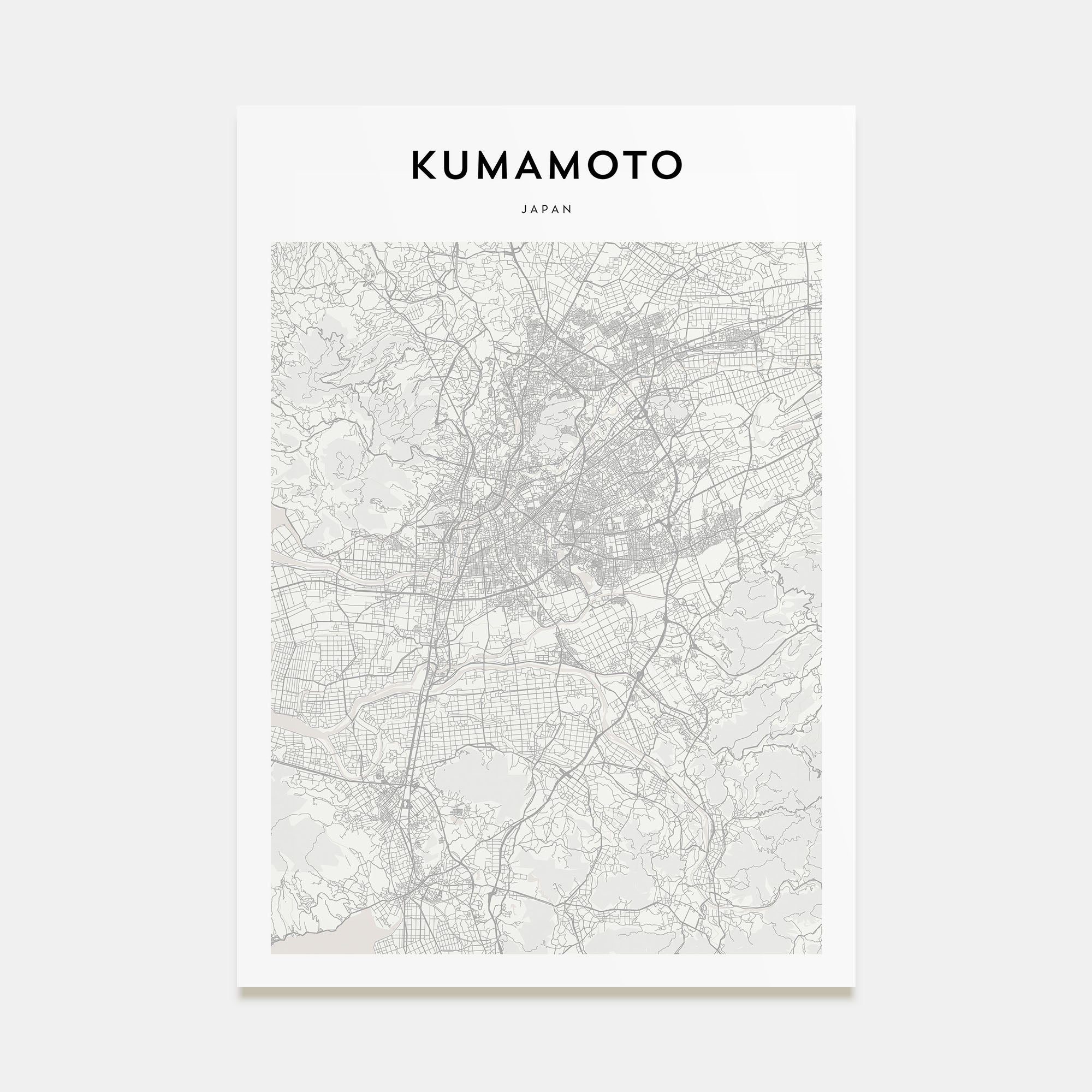Kumamoto Map Portrait Poster