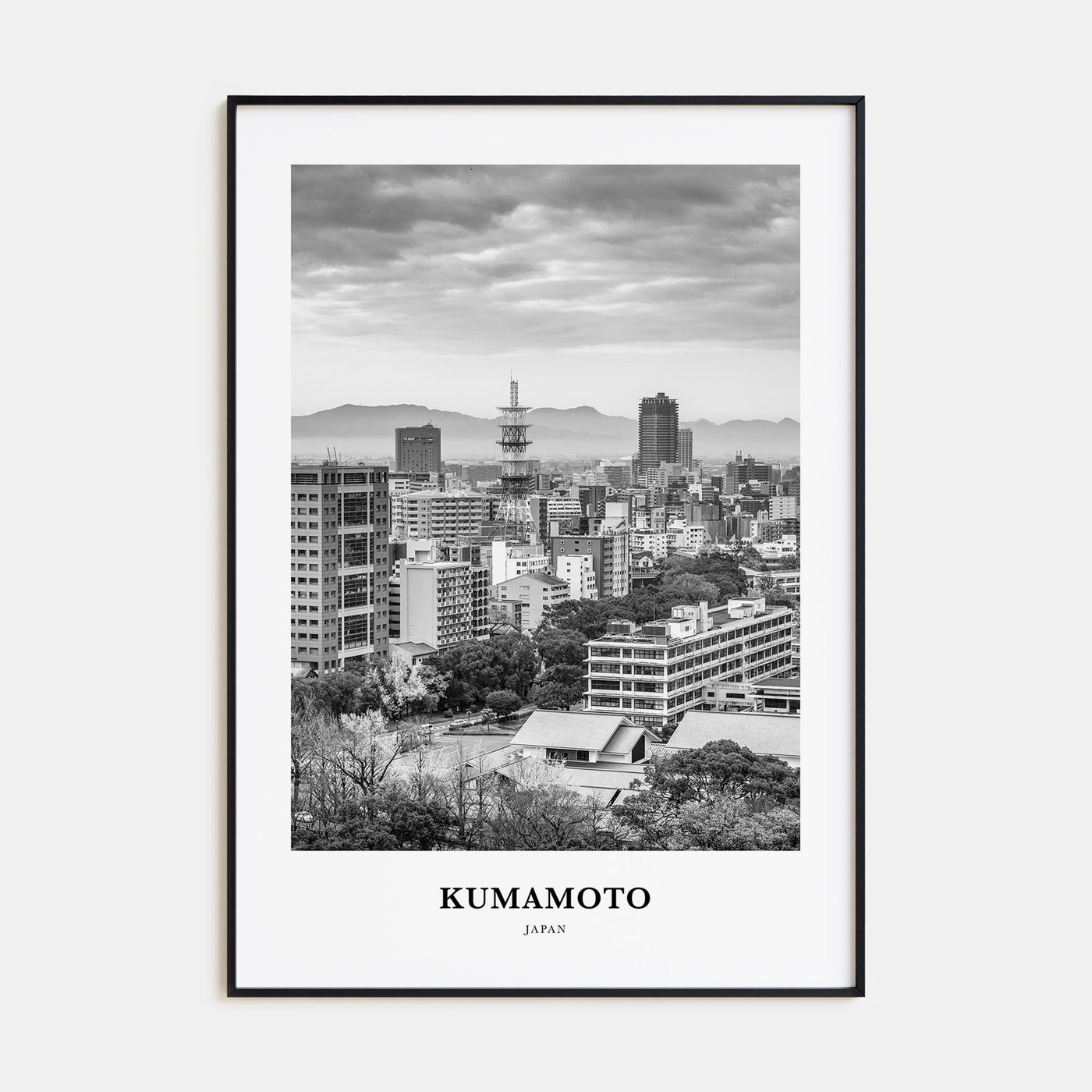 Kumamoto Portrait B&W Poster