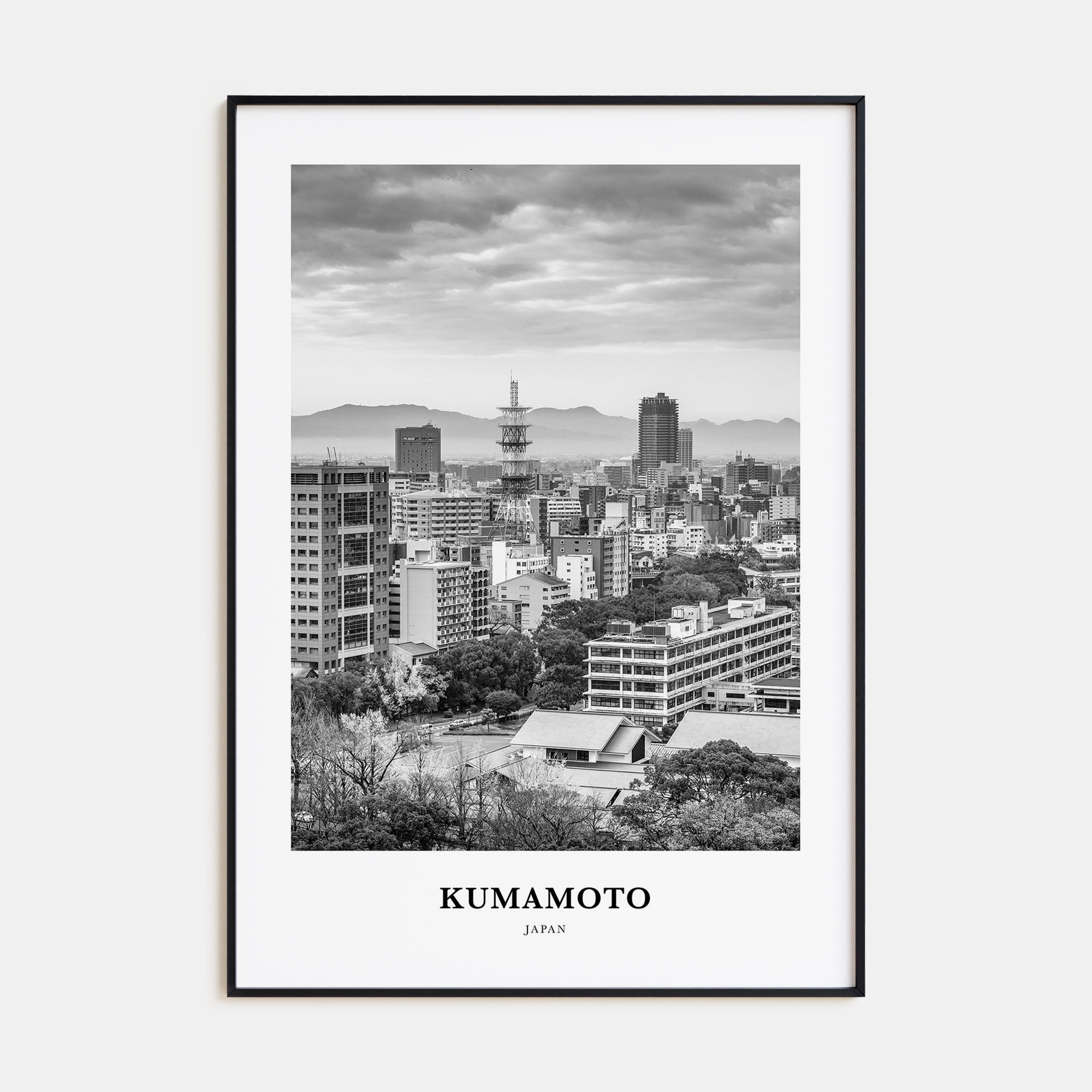 Kumamoto Portrait B&W Poster