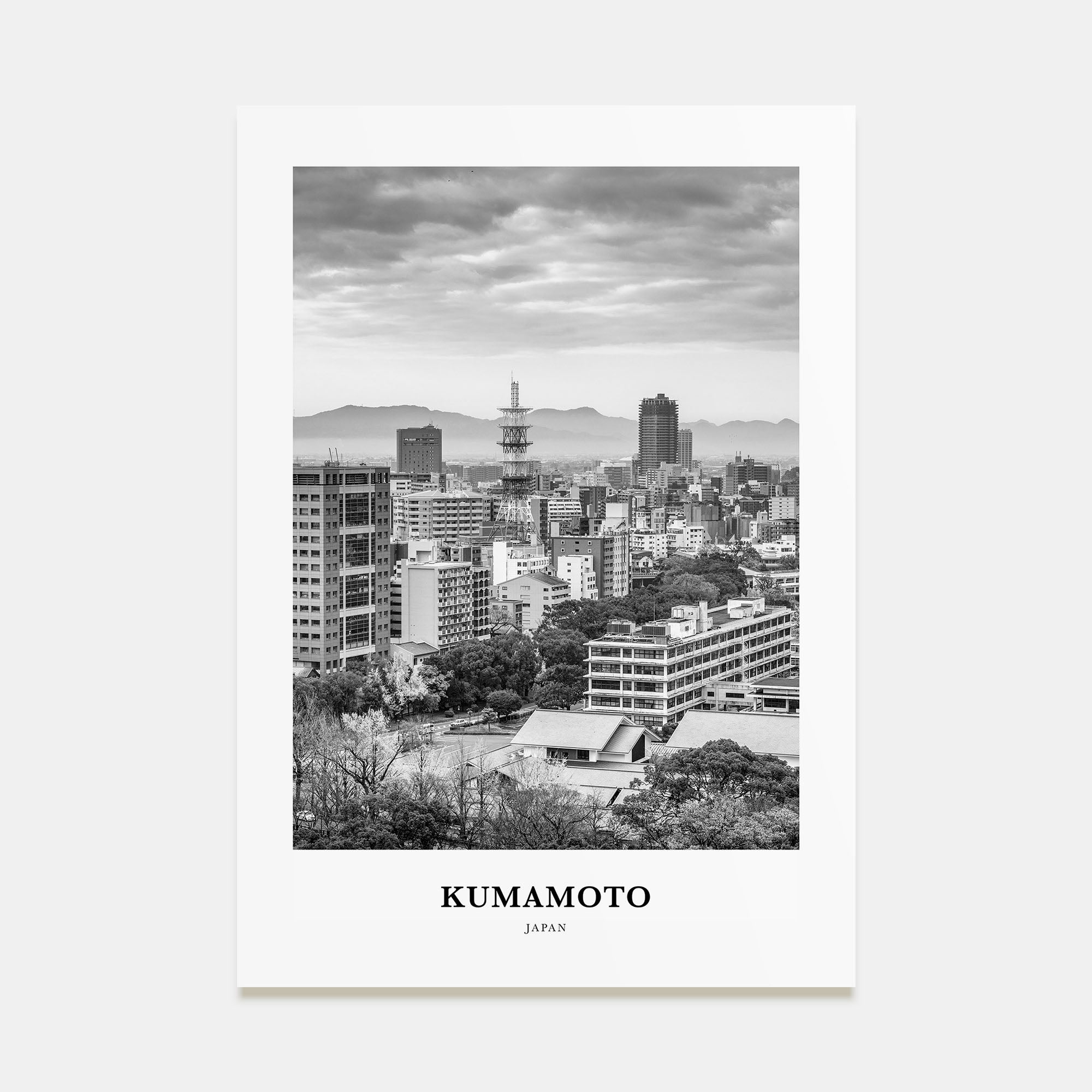 Kumamoto Portrait B&W Poster