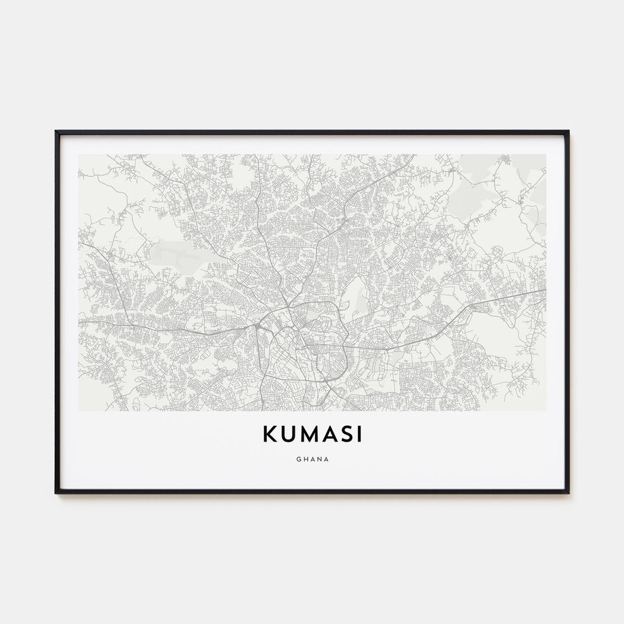 Kumasi Map Landscape Poster