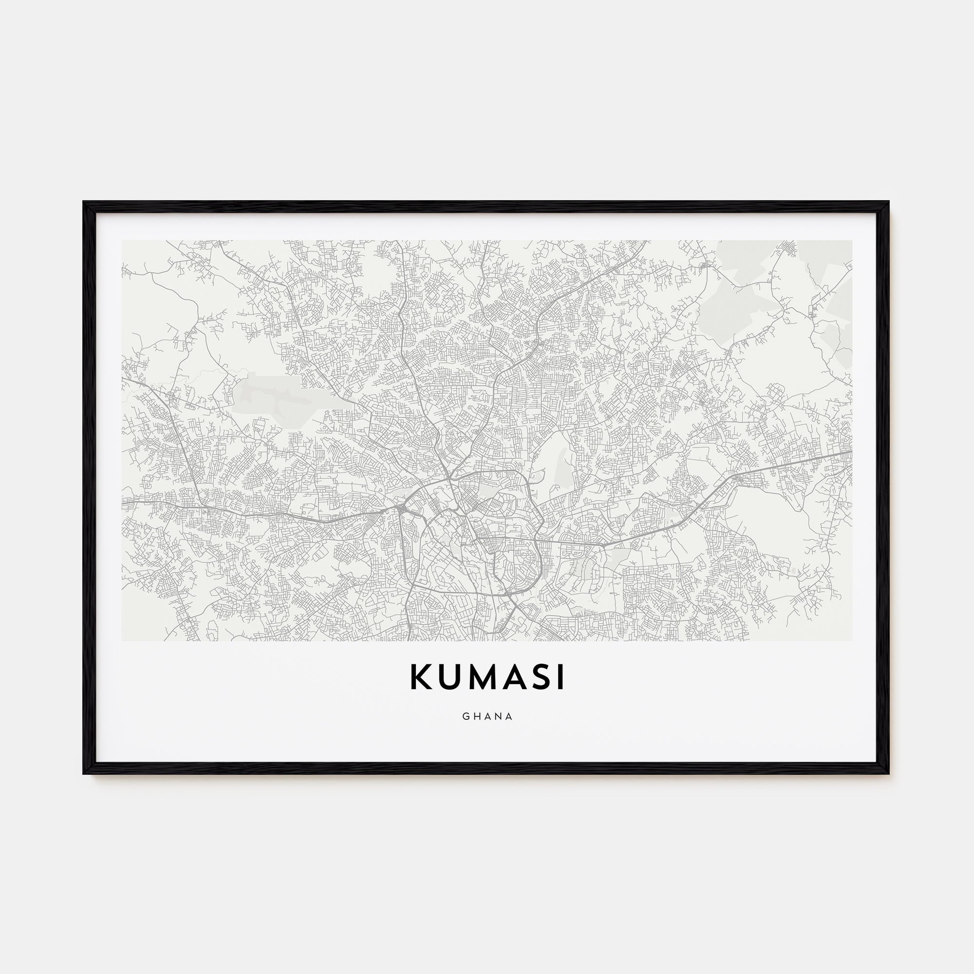 Kumasi Map Landscape Poster