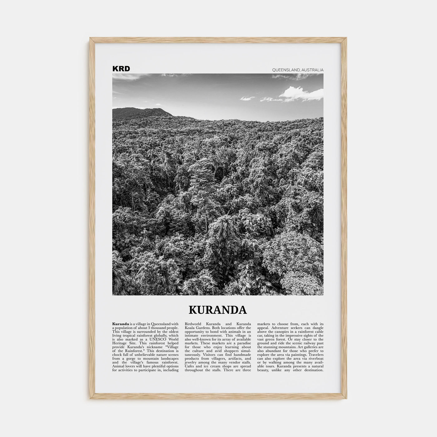 Kuranda Travel B&W Poster