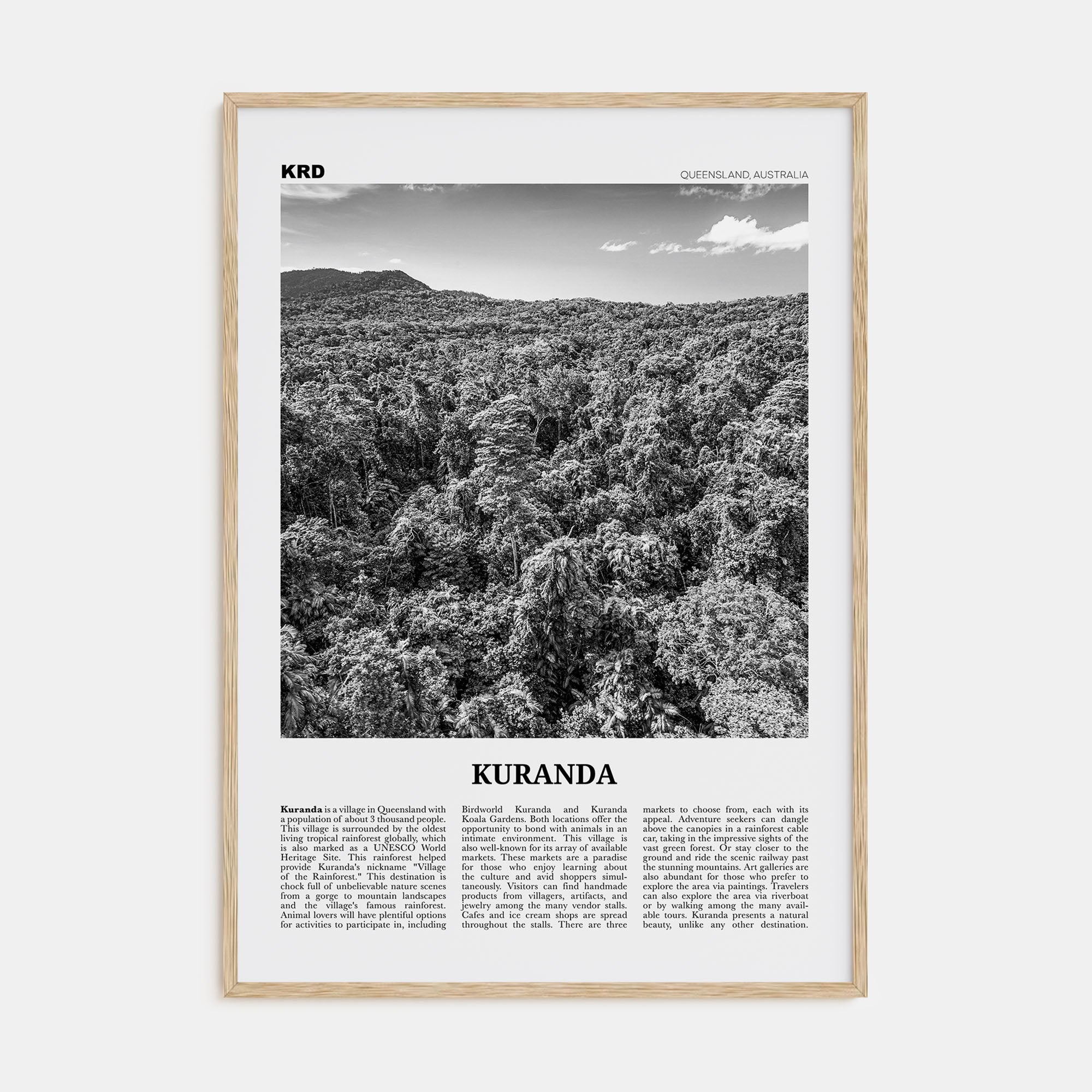 Kuranda Travel B&W Poster