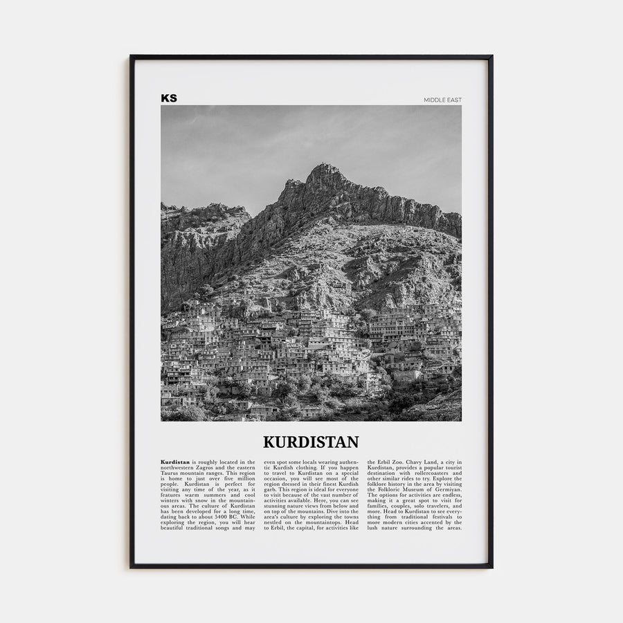 Kurdistan Travel B&W Poster