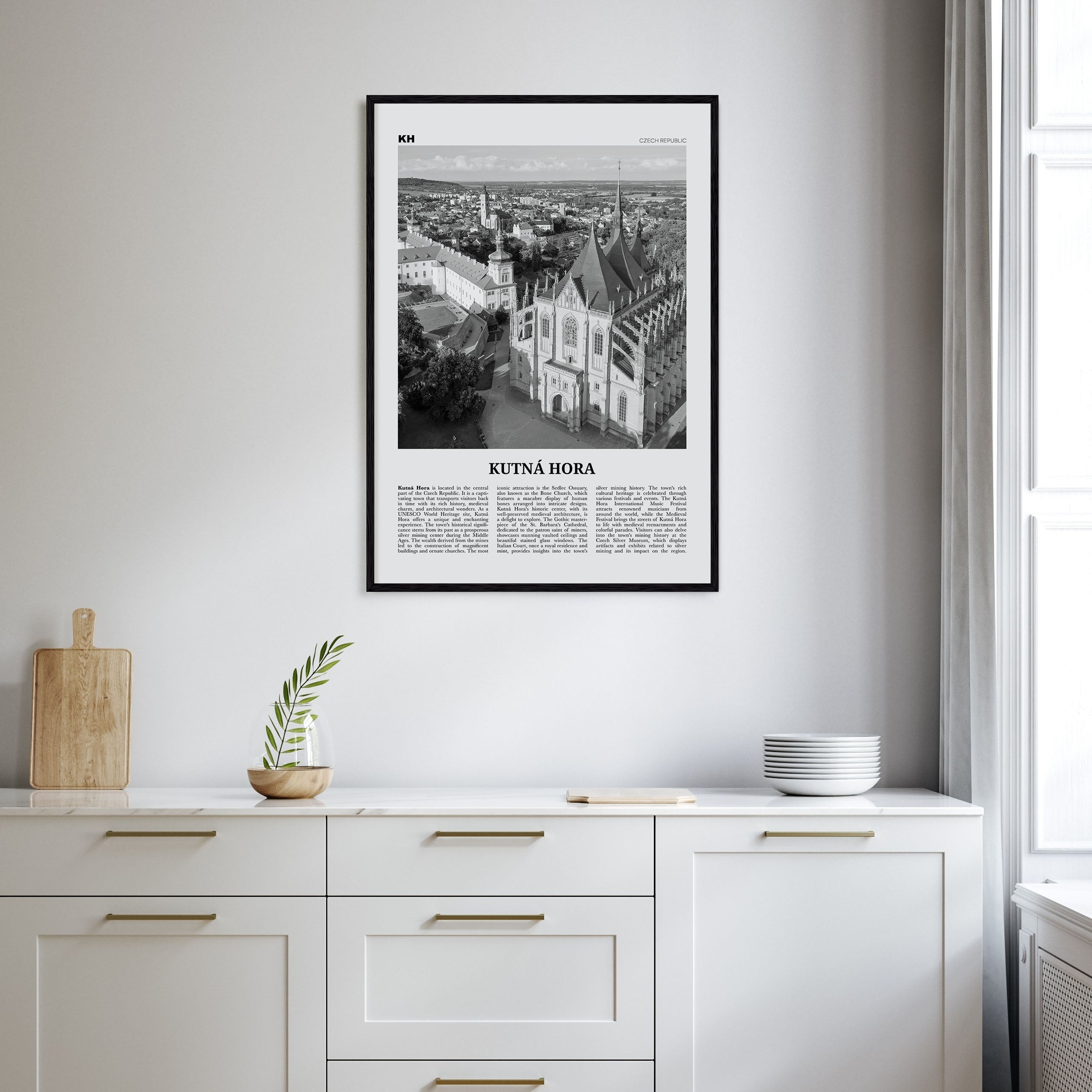 Kutná Hora Travel B&W Poster