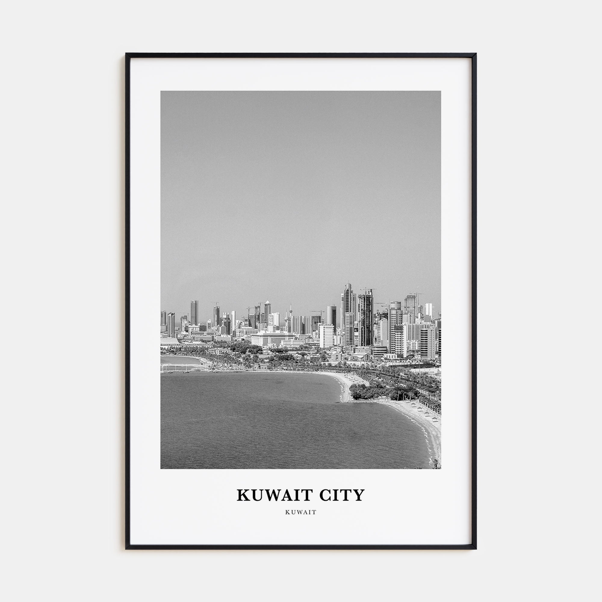Kuwait City Portrait B&W Poster