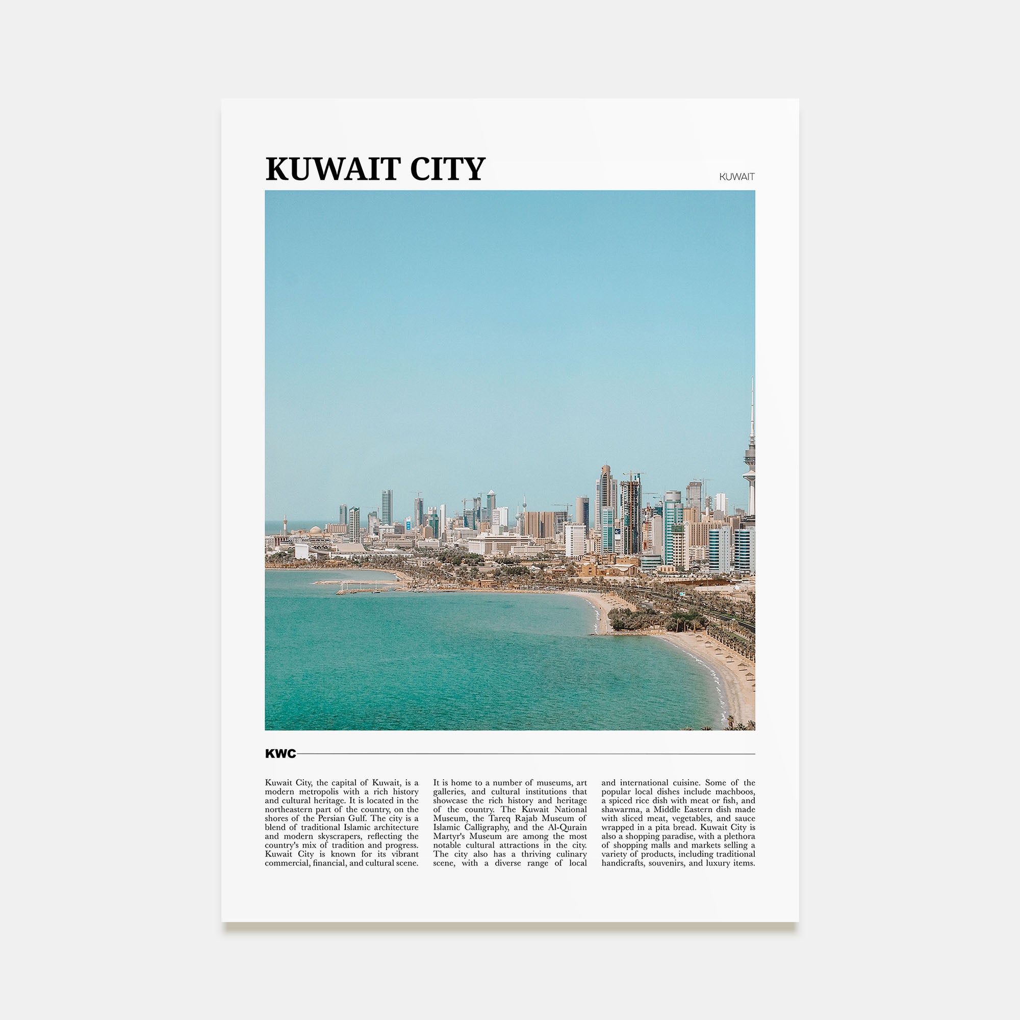 Kuwait City Travel Color Poster