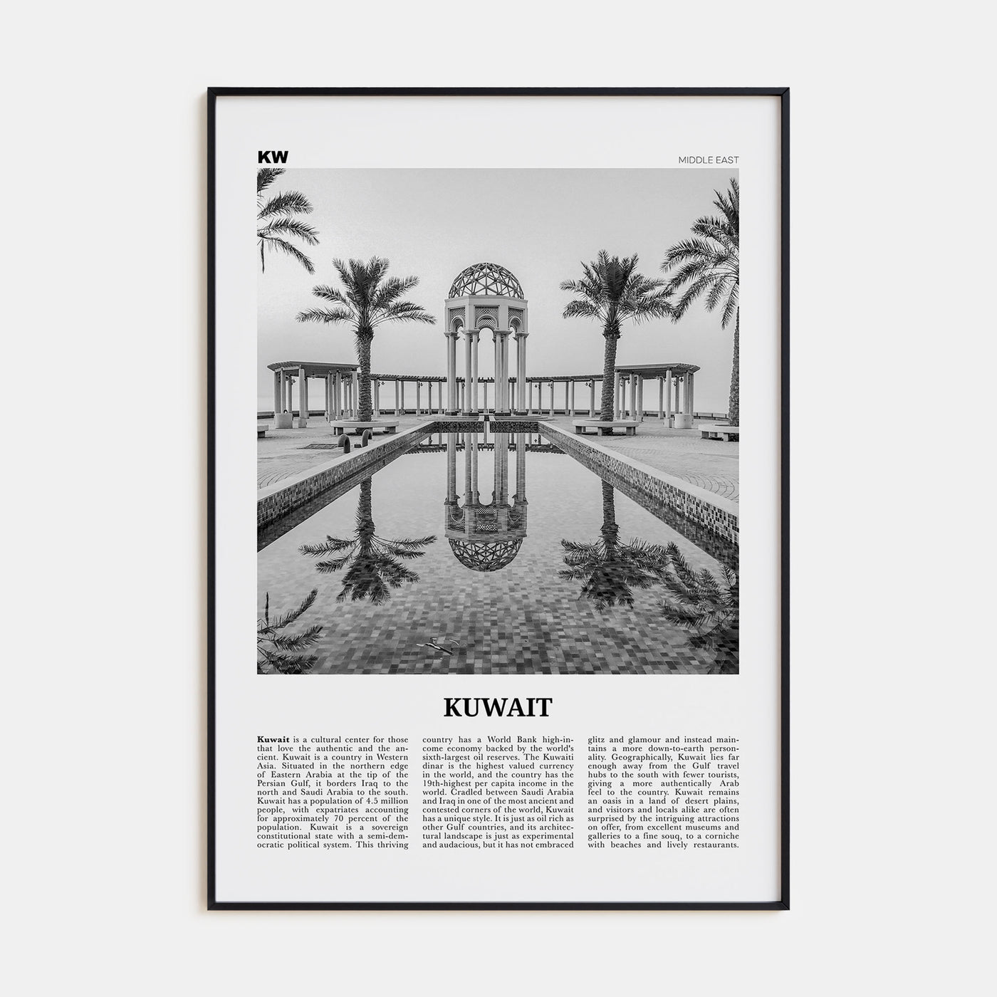 Kuwait Travel B&W Poster