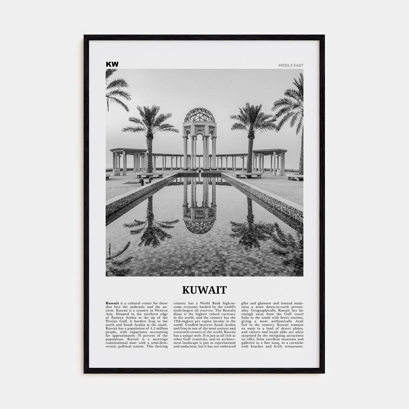 Kuwait Travel B&W Poster