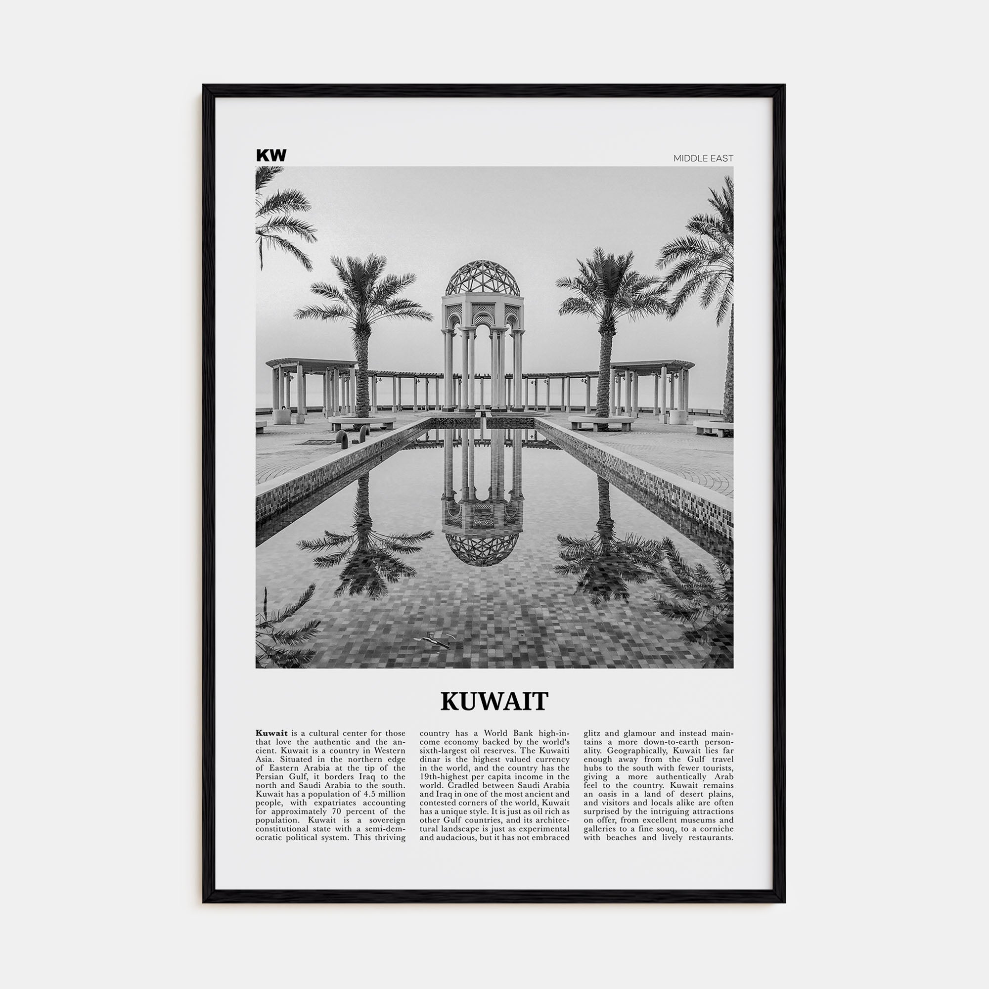 Kuwait Travel B&W Poster