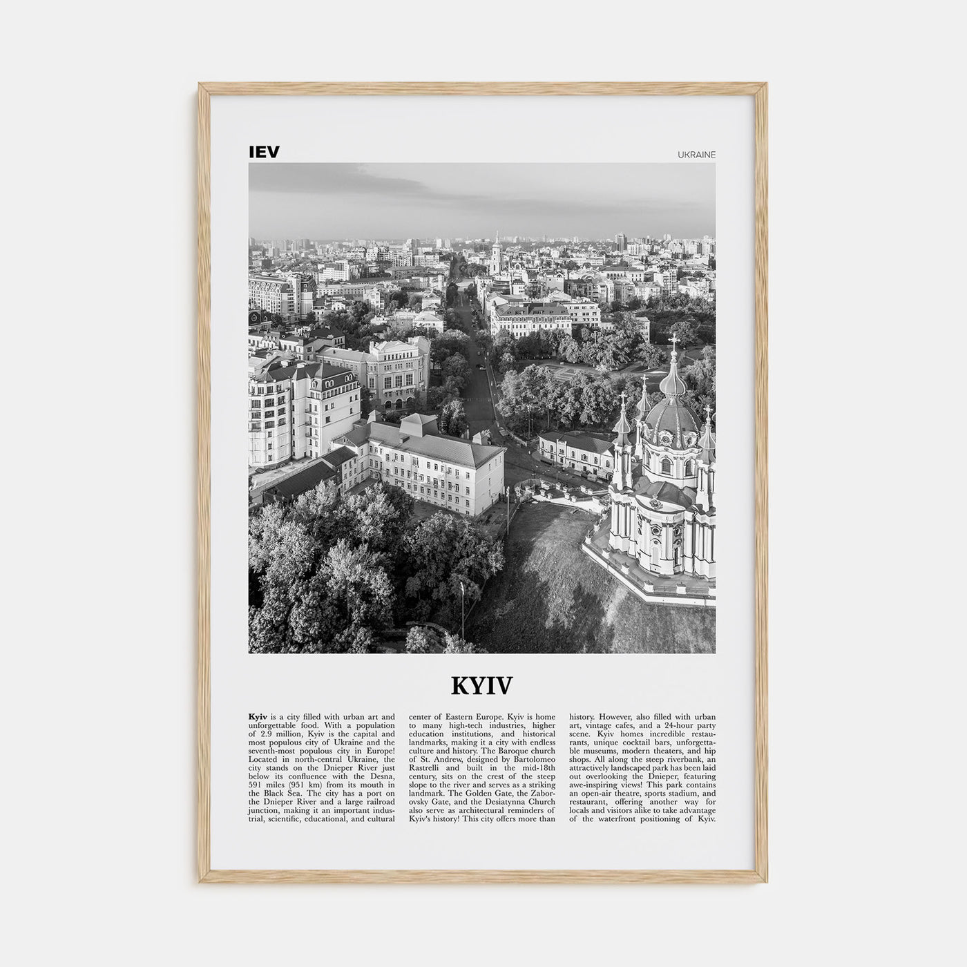 Kyiv Travel B&W No 1 Poster