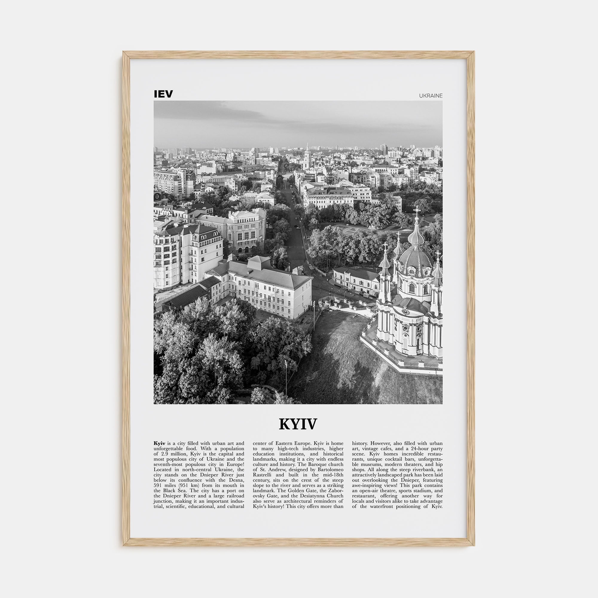 Kyiv Travel B&W No 1 Poster