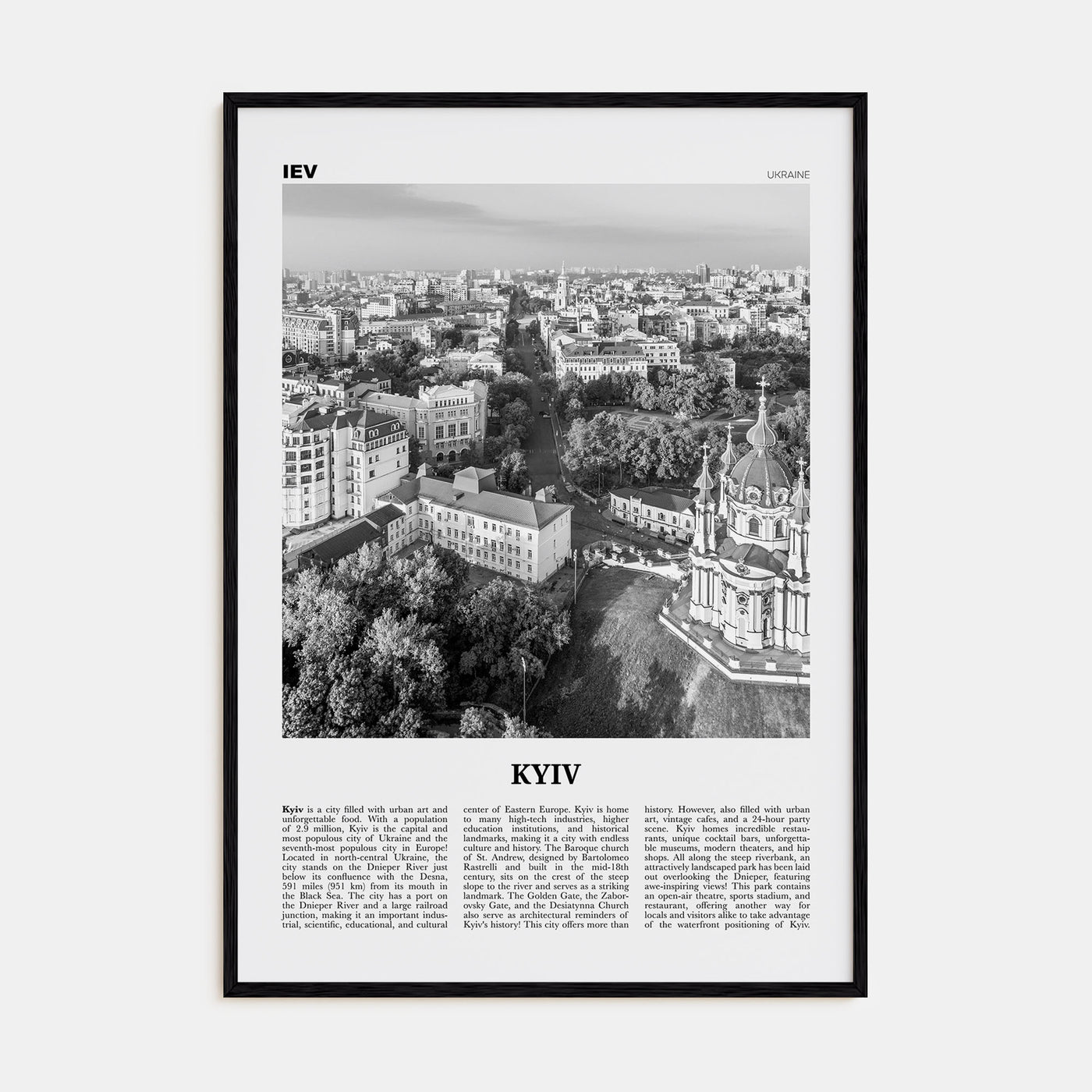 Kyiv Travel B&W No 1 Poster